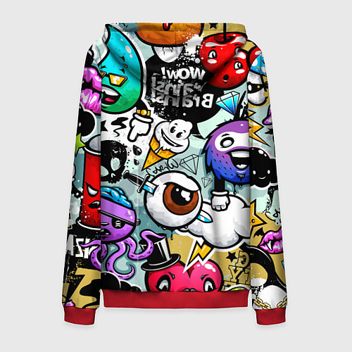 Мужская толстовка на молнии Граффити / 3D-Красный – фото 2