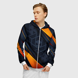 Толстовка 3D на молнии мужская BLACK ORANGE, цвет: 3D-белый — фото 2