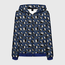 Толстовка 3D на молнии мужская Бильярд 8, цвет: 3D-синий