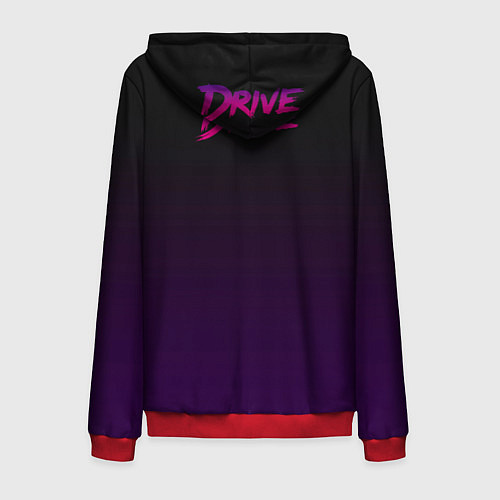 Мужская толстовка на молнии Drive - Retrowave / 3D-Красный – фото 2