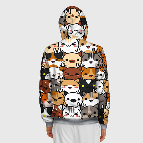 Мужская толстовка на молнии Коты и котики / 3D-Меланж – фото 4
