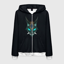 Толстовка 3D на молнии мужская Genshin Impact - Xiao, цвет: 3D-белый