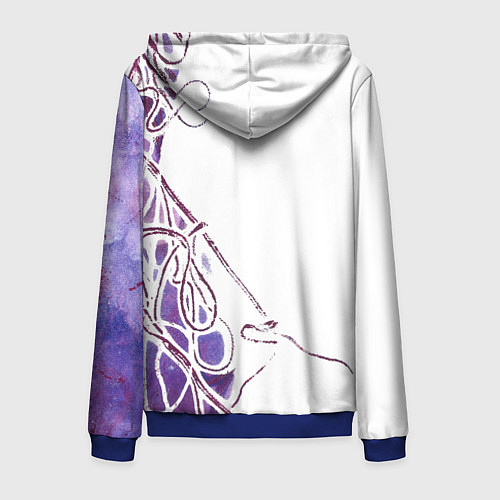 Мужская толстовка на молнии Фиолетовые нити / 3D-Синий – фото 2