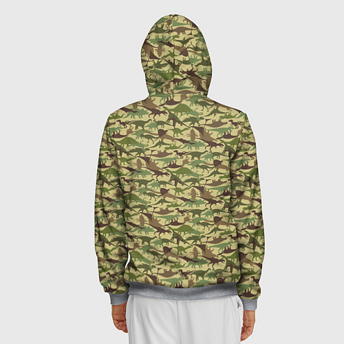 Мужская толстовка на молнии Динозавры камуфляж / 3D-Меланж – фото 4