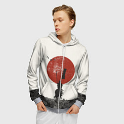 Толстовка 3D на молнии мужская Самурай на коне, цвет: 3D-меланж — фото 2