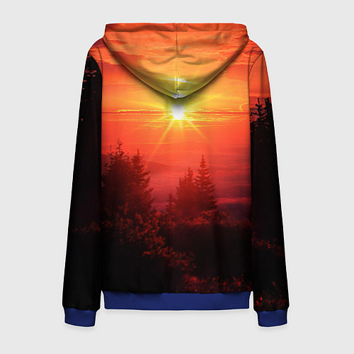 Мужская толстовка на молнии УТРЕННИЙ РАССВЕТ НАД ОБЛАКАМИ / 3D-Синий – фото 2