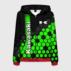 Толстовка 3D на молнии мужская KAWASAKI КАВАСАКИ, цвет: 3D-красный