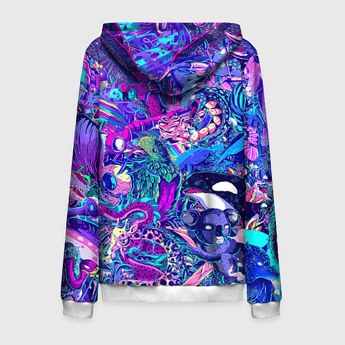 Мужская толстовка на молнии Неоновые Звери / 3D-Белый – фото 2