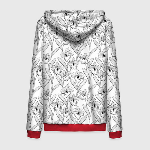 Мужская толстовка на молнии Скетч Цветы орхидеи / 3D-Красный – фото 2