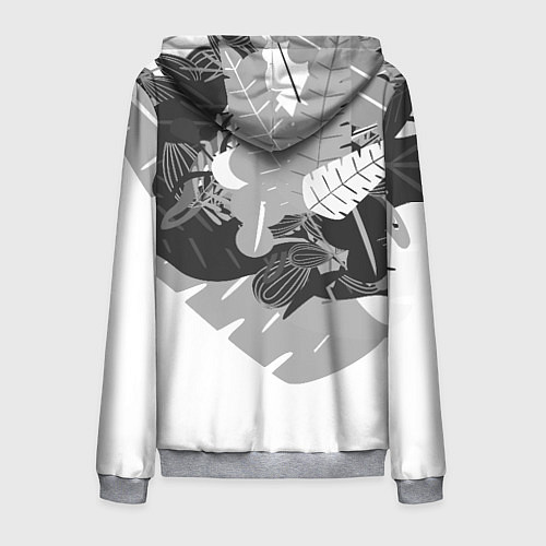 Мужская толстовка на молнии Узор из листьев и цветов / 3D-Меланж – фото 2