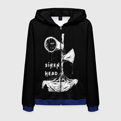 Толстовка 3D на молнии мужская Сиреноголовый ЧБ Siren Head, цвет: 3D-синий