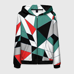 Толстовка 3D на молнии мужская Абстрактный геометрический, цвет: 3D-черный