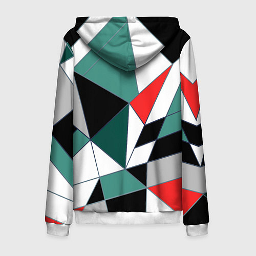 Мужская толстовка на молнии Абстрактный геометрический / 3D-Белый – фото 2