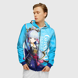 Толстовка 3D на молнии мужская Genshin Impact, Аяка, цвет: 3D-синий — фото 2