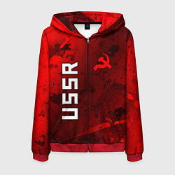 Толстовка 3D на молнии мужская USSR - Серп и Молот - Краска, цвет: 3D-красный