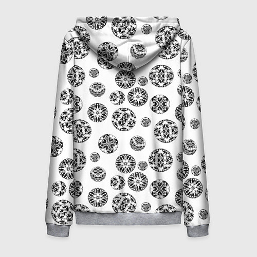 Мужская толстовка на молнии Черно-белый геометрический узор / 3D-Меланж – фото 2