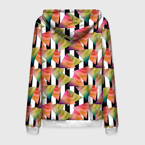 Мужская толстовка на молнии Абстрактный полосатый узор / 3D-Белый – фото 2