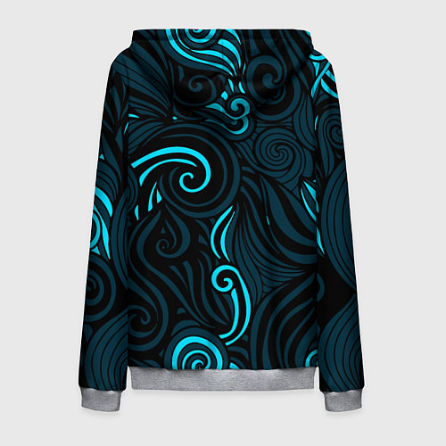 Мужская толстовка на молнии Лазурные листья / 3D-Меланж – фото 2