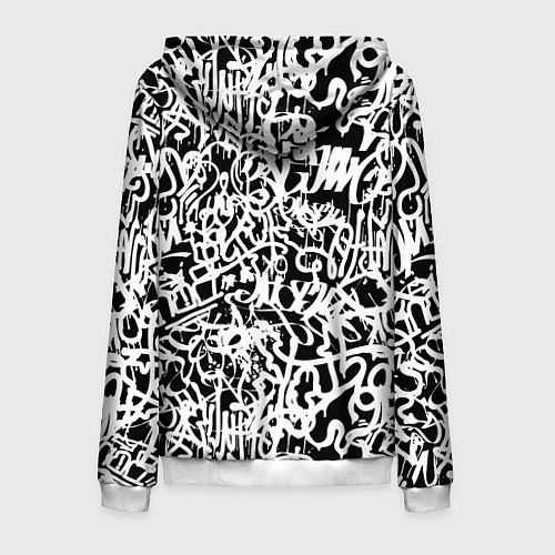 Мужская толстовка на молнии Graffiti white on black / 3D-Белый – фото 2