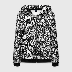 Толстовка 3D на молнии мужская Graffiti black on white, цвет: 3D-черный