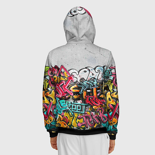 Мужская толстовка на молнии Graffiti on the wall / 3D-Черный – фото 4