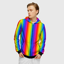 Толстовка 3D на молнии мужская Color gradient, цвет: 3D-черный — фото 2