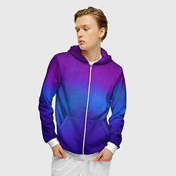 Толстовка 3D на молнии мужская Leather gradient, цвет: 3D-белый — фото 2