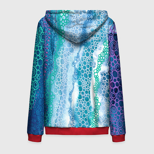 Мужская толстовка на молнии Водопад красочной пены / 3D-Красный – фото 2