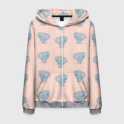 Толстовка 3D на молнии мужская Слоники, цвет: 3D-меланж