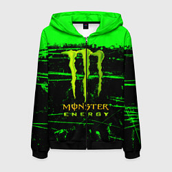 Толстовка 3D на молнии мужская MONSTER ENERGY NEON LOGO, цвет: 3D-черный