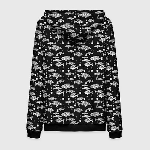 Мужская толстовка на молнии Узор для рыбака / 3D-Черный – фото 2