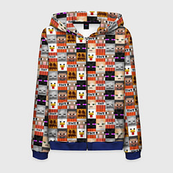 Толстовка 3D на молнии мужская MINECRAFT КУБИКИ ПЕРСОНАЖИ, цвет: 3D-синий