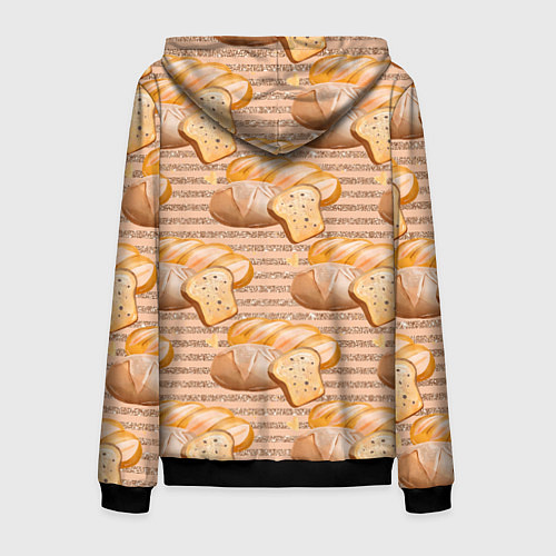 Мужская толстовка на молнии Выпечка - хлеб и булочки / 3D-Черный – фото 2