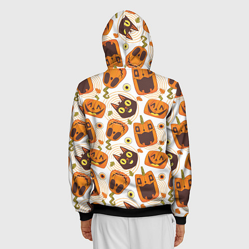 Мужская толстовка на молнии Patern Halloween 10 / 3D-Черный – фото 4