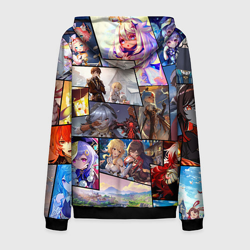 Мужская толстовка на молнии Геншин импакт, персонажи / 3D-Черный – фото 2