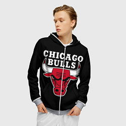 Толстовка 3D на молнии мужская B C Chicago Bulls, цвет: 3D-меланж — фото 2