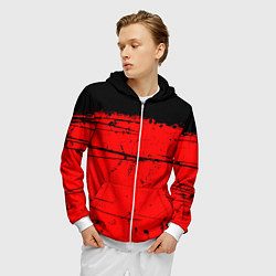 Толстовка 3D на молнии мужская КРАСНЫЙ ГРАНЖ RED GRUNGE, цвет: 3D-белый — фото 2