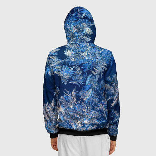 Мужская толстовка на молнии Снежинки макро snowflakes macro / 3D-Черный – фото 4