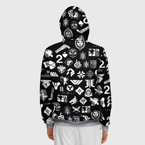 Мужская толстовка на молнии DESTINY 2 PATTERN GAME LOGO ДЕСТИНИ 2 ПАТТЕРН СИМВ / 3D-Меланж – фото 4