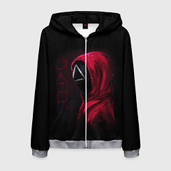 Мужская толстовка на молнии ИГРА В КАЛЬМАРА, СТРАЖ ТРЕУГОЛЬНИК, ФИГУРЫ ИГРЫ