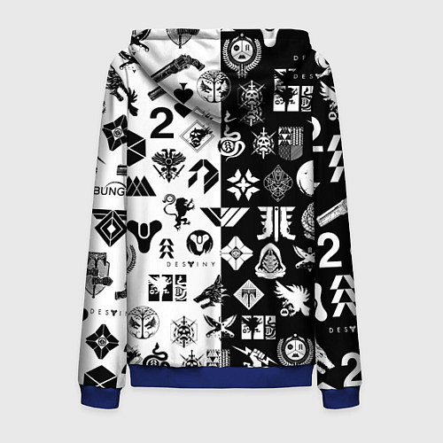 Мужская толстовка на молнии DESTINY LOGOBOMBING ЧЁРНО БЕЛОЕ / 3D-Синий – фото 2