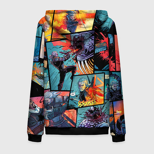 Мужская толстовка на молнии Ведьмак The Witcher комикс / 3D-Черный – фото 2