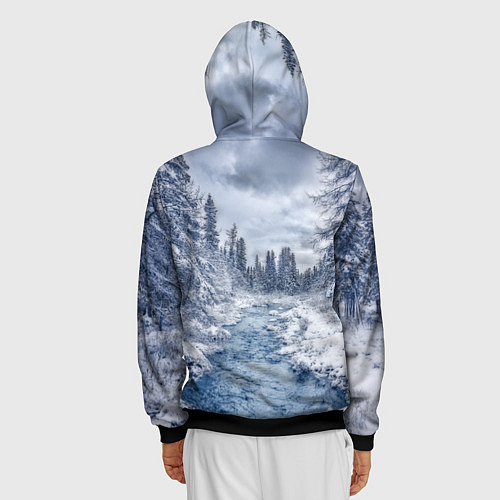 Мужская толстовка на молнии СНЕЖНЫЙ ПЕЙЗАЖ / 3D-Черный – фото 4