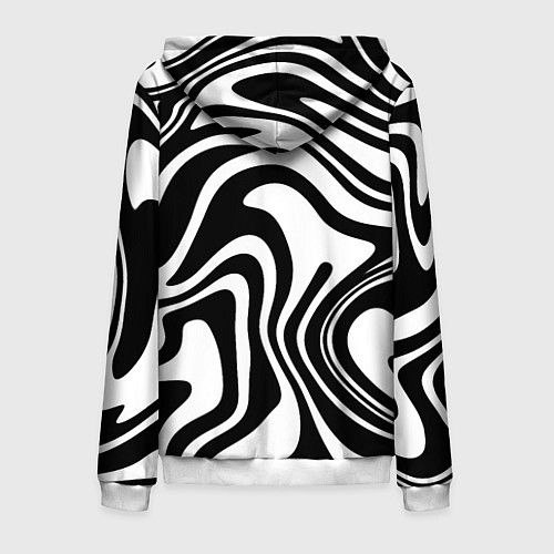 Мужская толстовка на молнии Черно-белые полосы Black and white stripes / 3D-Белый – фото 2