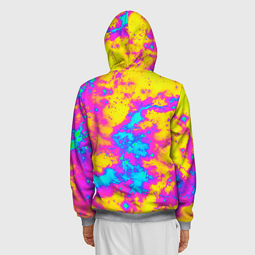 Мужская толстовка на молнии Яркая абстракция космических красок / 3D-Меланж – фото 4