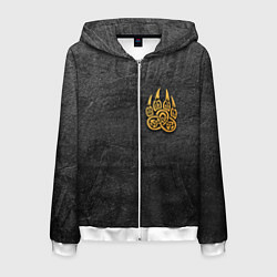 Мужская толстовка на молнии Волчий отпечаток золотом Символ Велеса