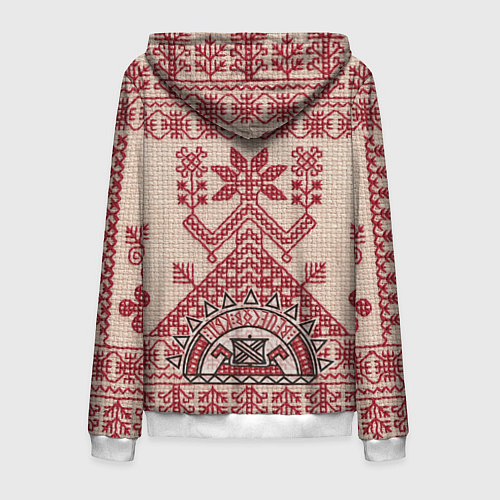 Мужская толстовка на молнии Славянская вышивка Узоры Руси / 3D-Белый – фото 2