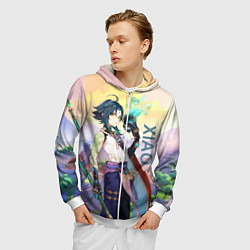 Толстовка 3D на молнии мужская Xiao, Genshin Impact, цвет: 3D-белый — фото 2