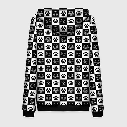 Мужская толстовка на молнии Следы на Шахматном Фоне / 3D-Черный – фото 2