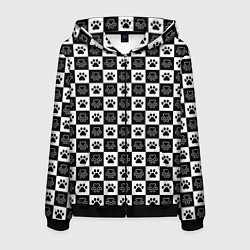 Мужская толстовка на молнии Следы на Шахматном Фоне